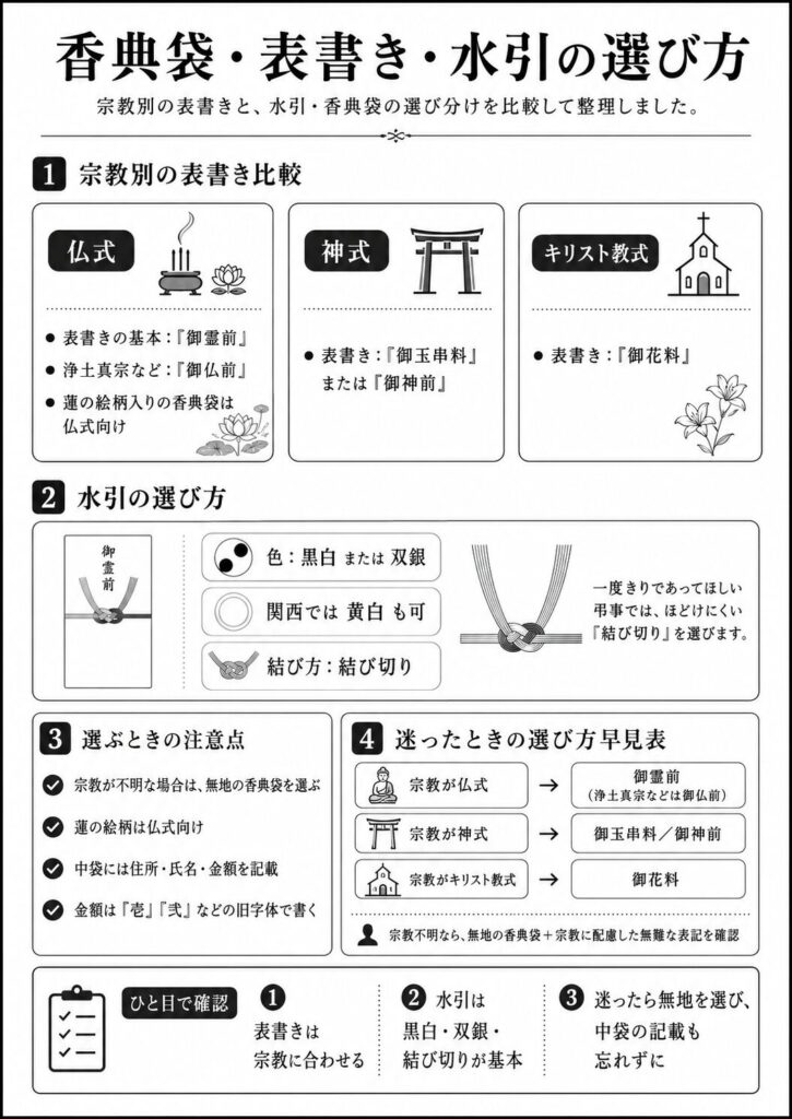 宗教別の表書きと水引の選び分け